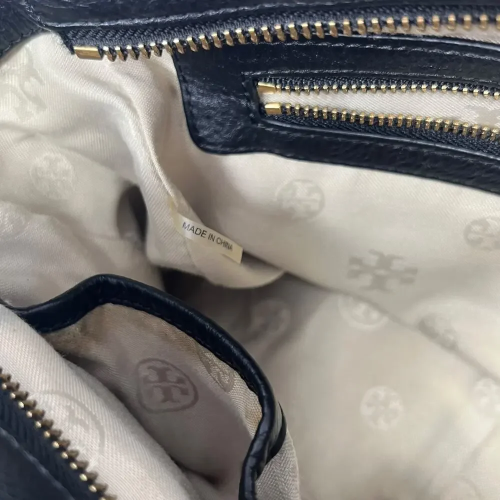 Tory Burch Amanda Mini Satchel Bag Black Pebbled Leather Crossbody